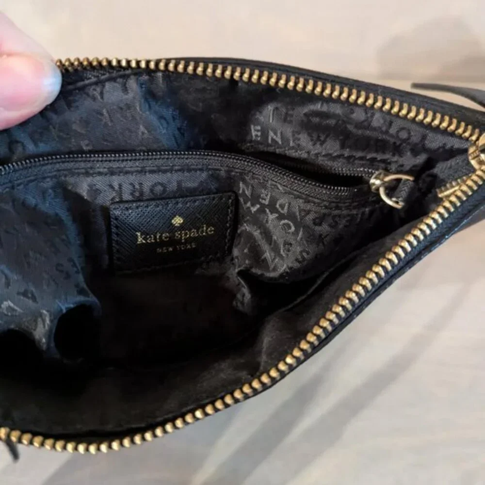 Kate Spade‎ Slender Crossbody Purse Prospect Place Rima Cow Leather Black & Gold